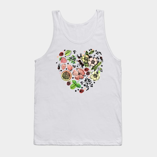 Graphic Plants Fruit Tea Tank Top by AnnaY 